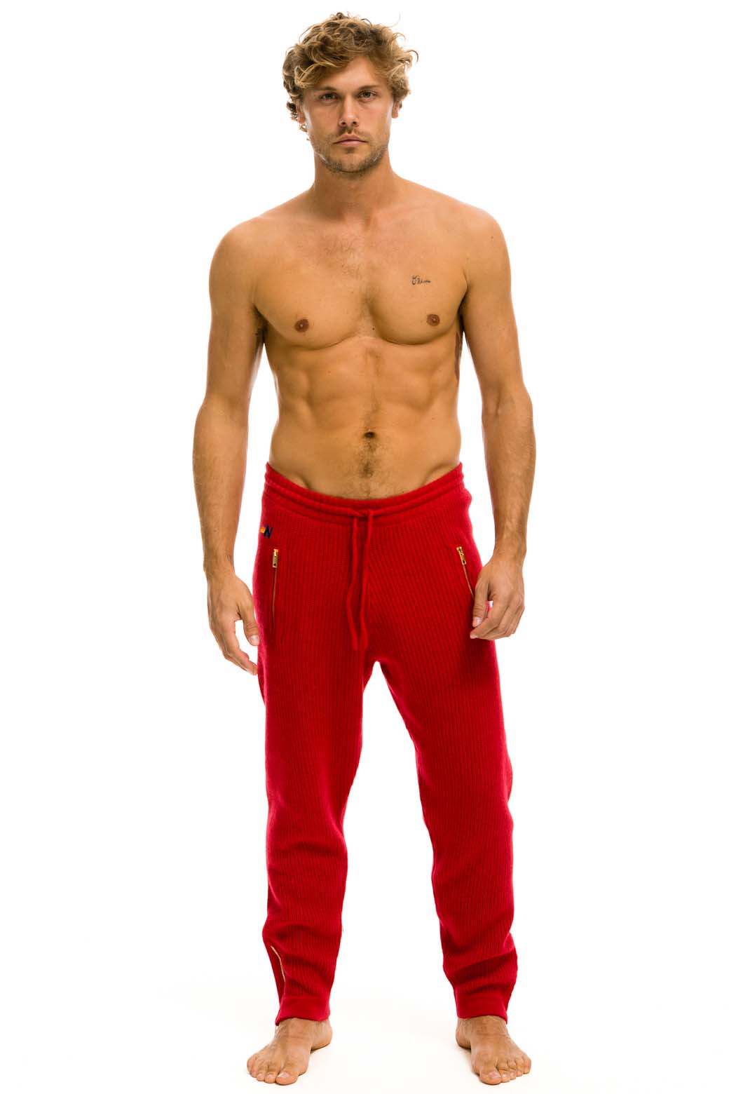 Retro MENS VINTAGE CABIN CASHMERE SWEATER PANT - CHERRY