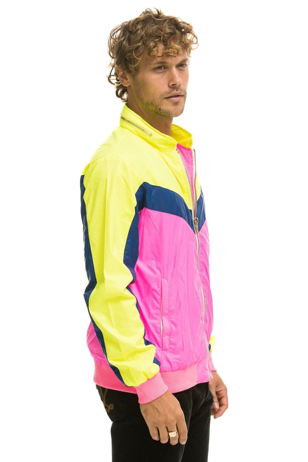 Retro MENS WINDBREAKER JACKET - NEON PINK