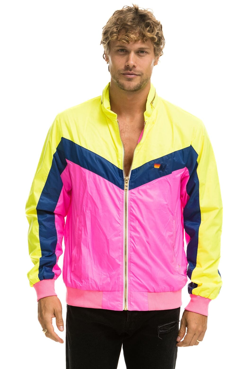 Retro MENS WINDBREAKER JACKET - NEON PINK
