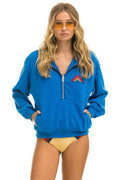 Retro MOUNTAIN EMBROIDERY HALF ZIP SWEATSHIRT - OCEAN