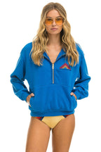 Retro MOUNTAIN EMBROIDERY HALF ZIP SWEATSHIRT - OCEAN