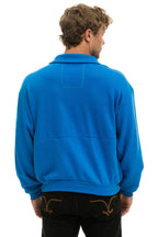 Retro MOUNTAIN EMBROIDERY HALF ZIP SWEATSHIRT - OCEAN