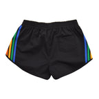 Retro WOMENS 5 STRIPE FLEX BOARD SHORTS - BLACK RAINBOW
