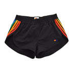 Retro WOMENS 5 STRIPE FLEX BOARD SHORTS - BLACK RAINBOW