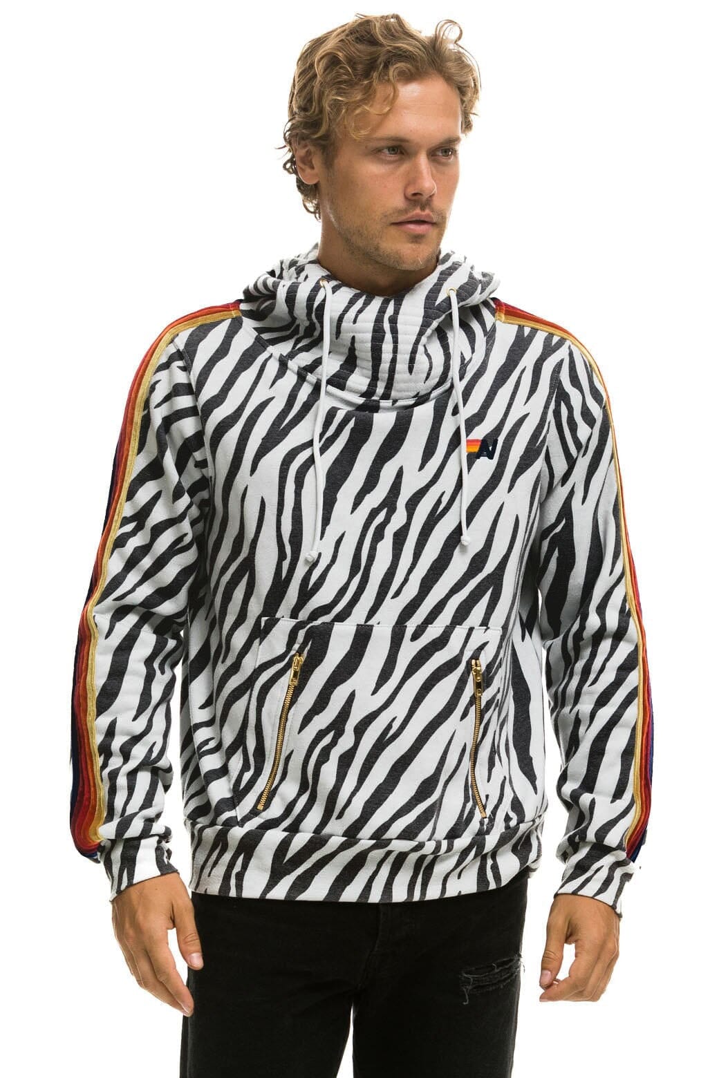 Retro NINJA PULLOVER HOODIE - ZEBRA