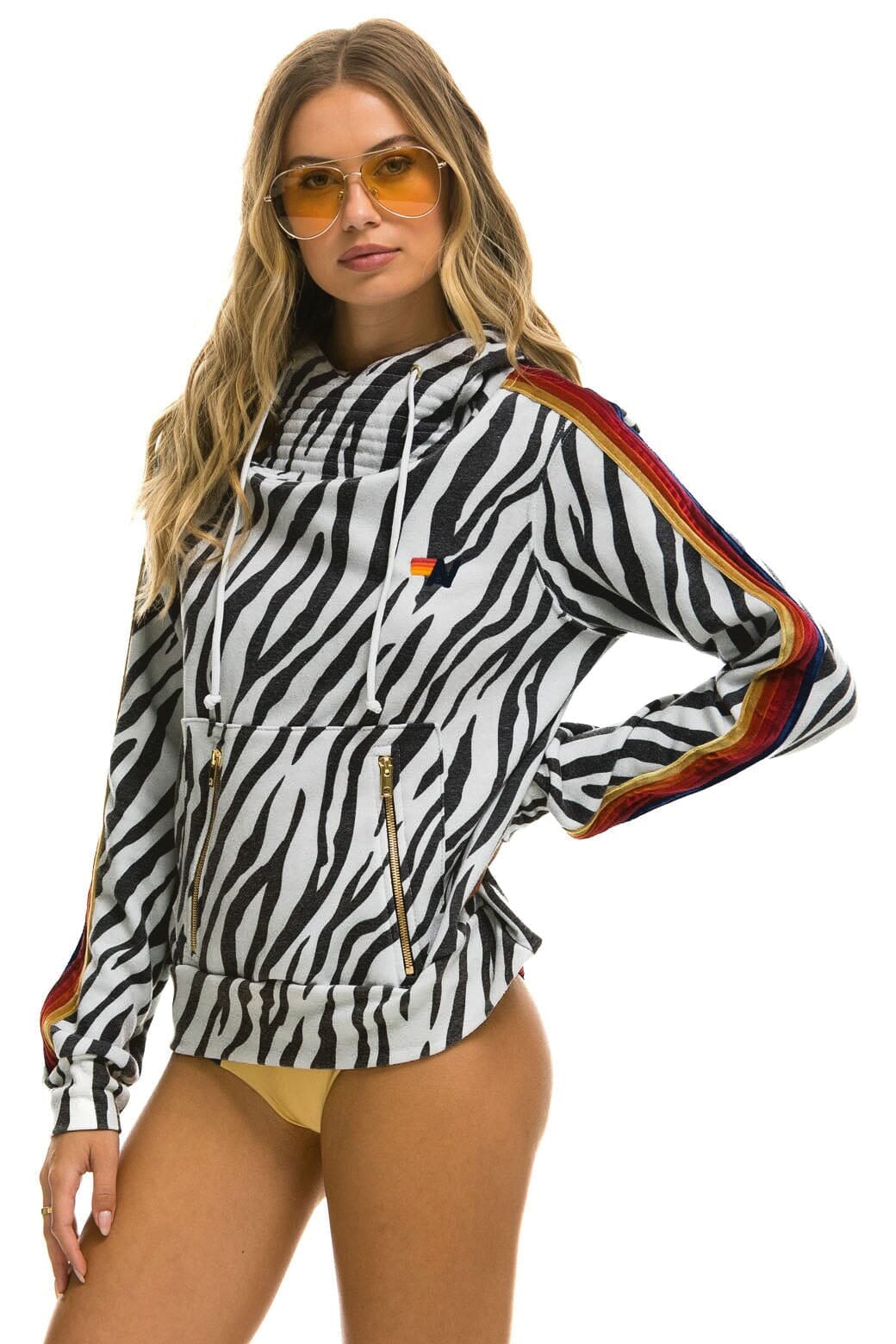 Retro NINJA PULLOVER HOODIE - ZEBRA