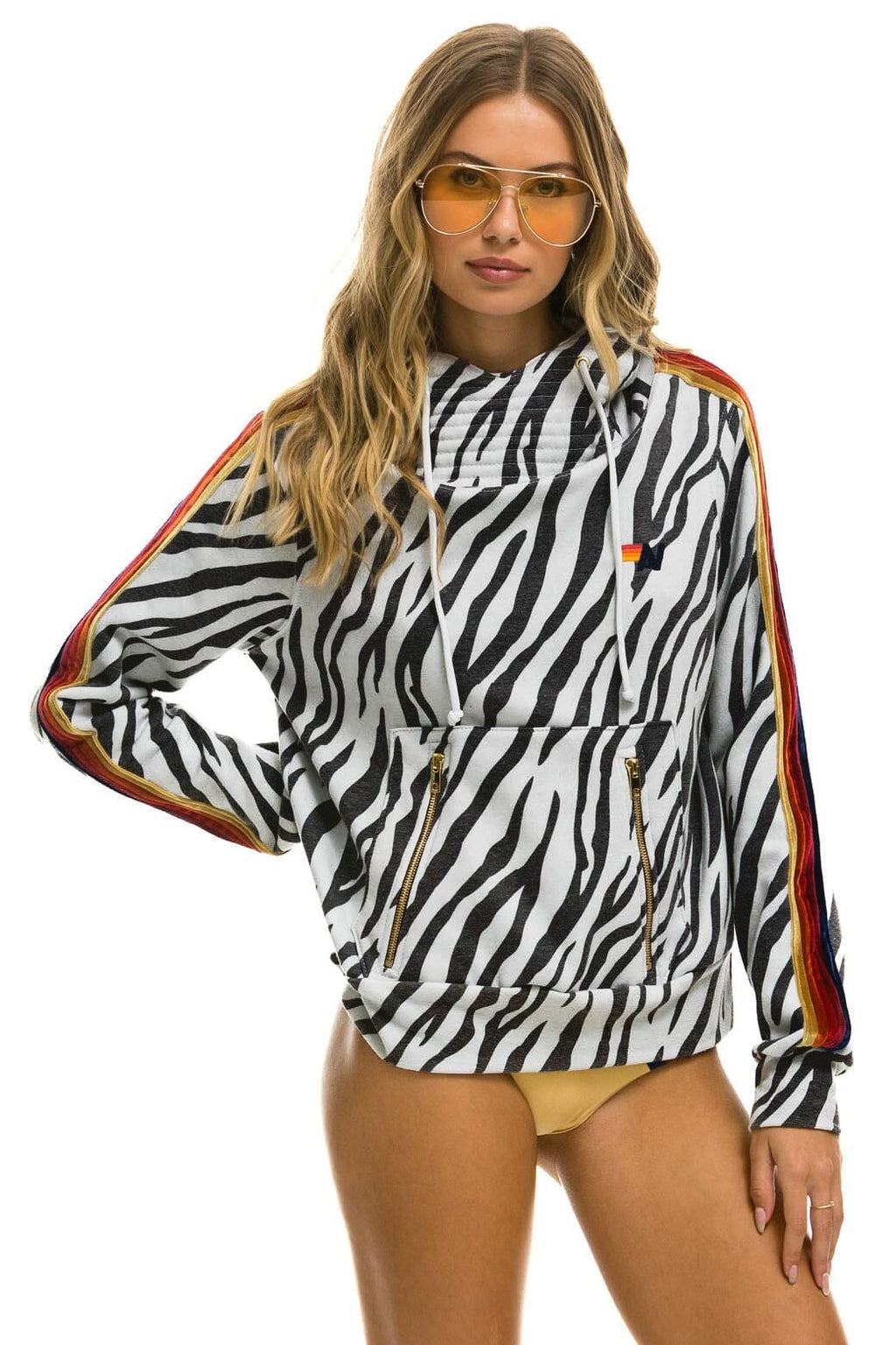 Retro NINJA PULLOVER HOODIE - ZEBRA