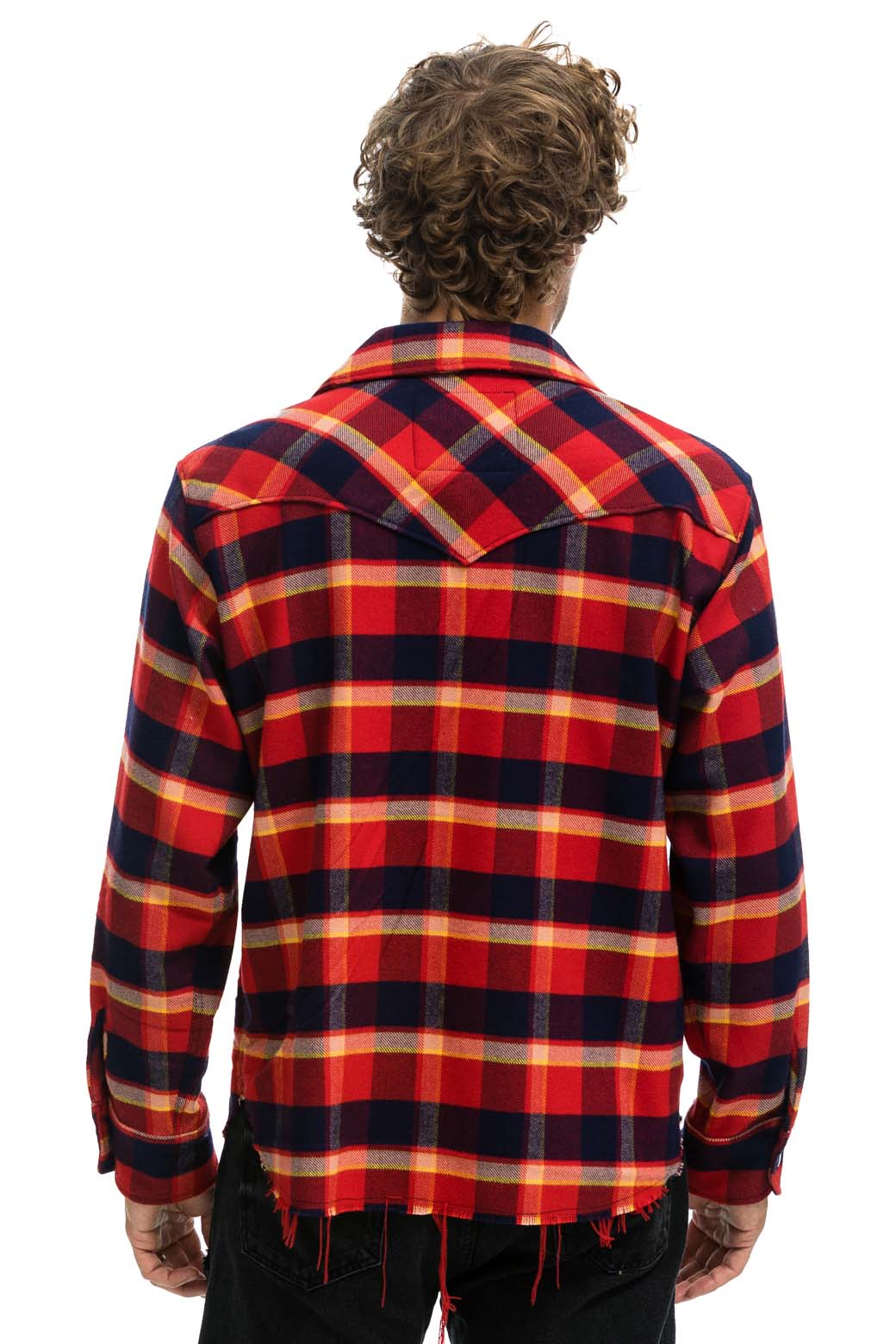 Retro PLAID FLANNEL LIGHT WEIGHT UNISEX WESTERN SHIRT - RUGBY PLAID