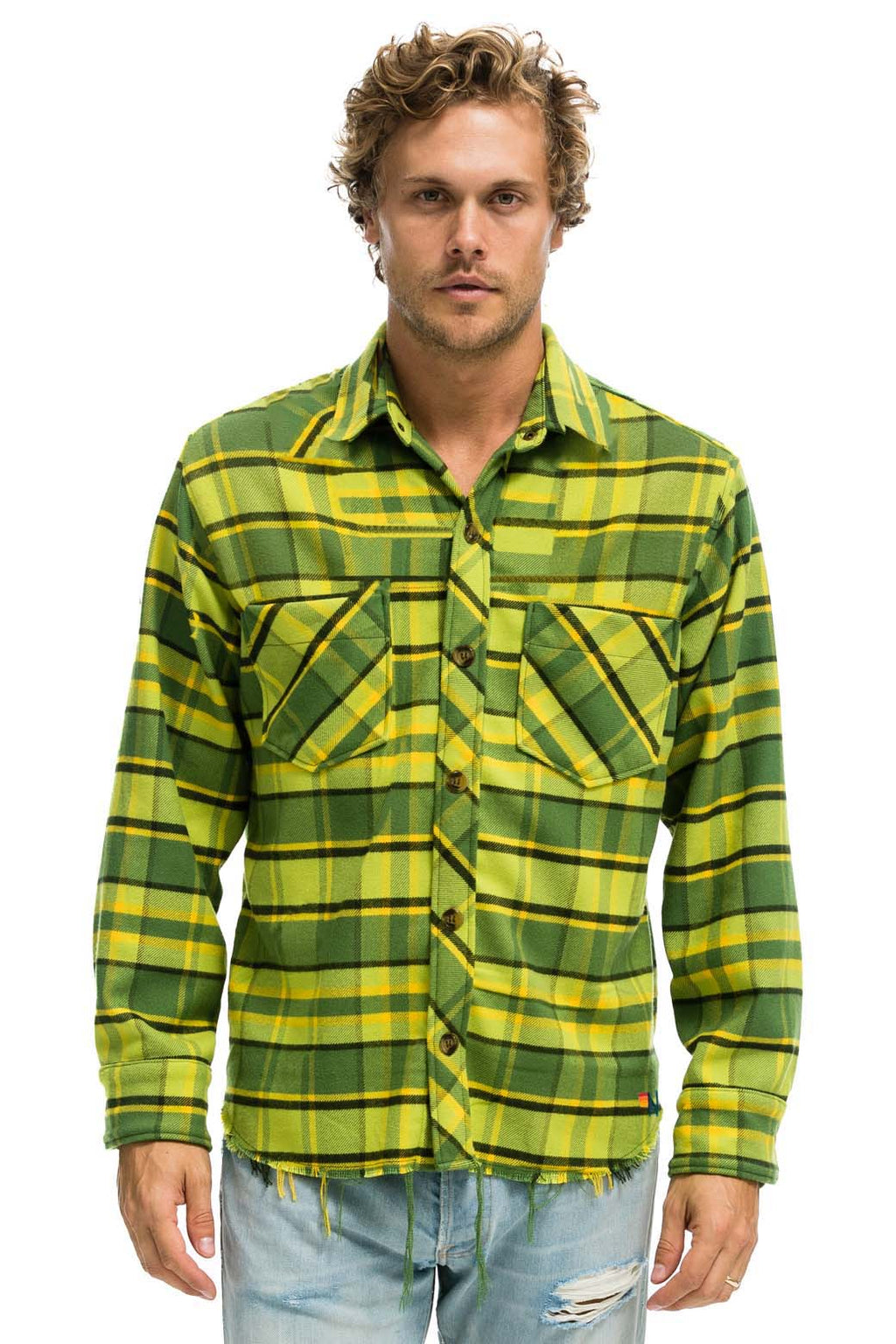 Retro PLAID FLANNEL WESTERN SHIRT - AVOCADO PLAID