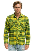 Retro PLAID FLANNEL WESTERN SHIRT - AVOCADO PLAID