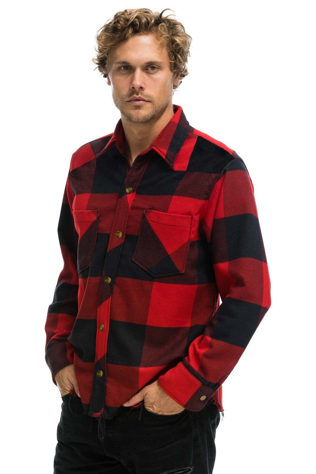 Retro PLAID FLANNEL WESTERN SHIRT - BUFFALO PLAID