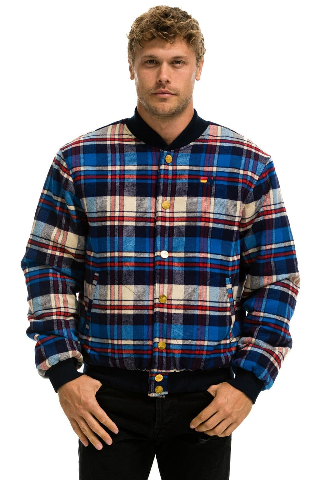 Retro PLAID UNISEX VARSITY JACKET - PATRIOT PLAID