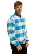 Retro PLAID UNISEX VARSITY JACKET - SKY PLAID
