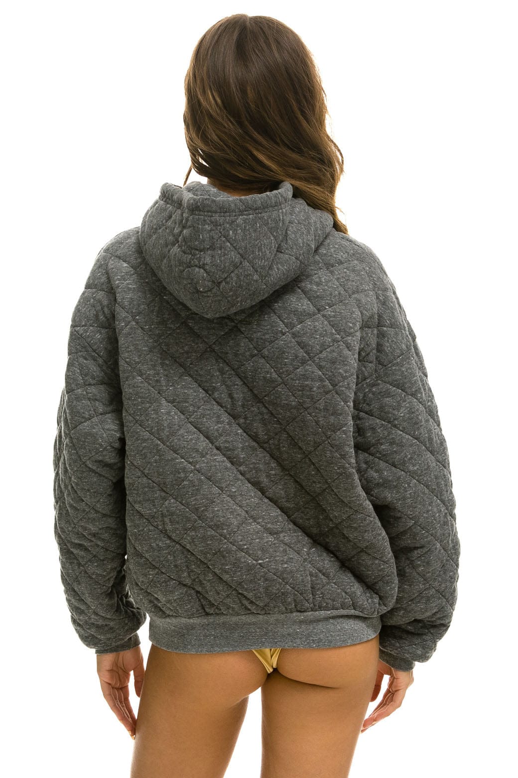 Retro QUILTED RELAXED PULLOVER HOODIE - HEATHER GREY