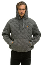 Retro QUILTED RELAXED PULLOVER HOODIE - HEATHER GREY