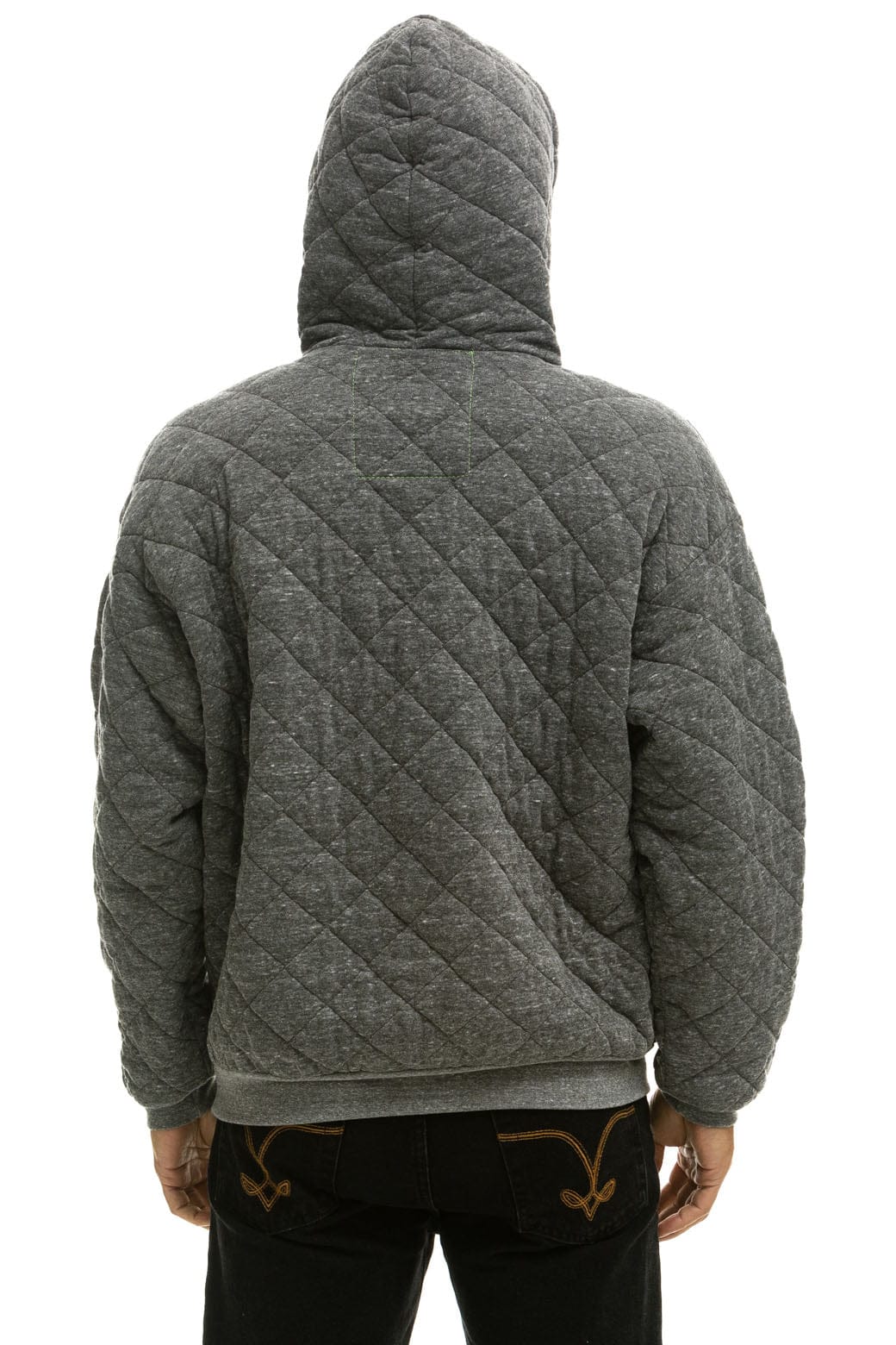 Retro QUILTED RELAXED PULLOVER HOODIE - HEATHER GREY