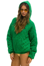 Retro QUILTED RELAXED PULLOVER HOODIE - KELLY GREEN
