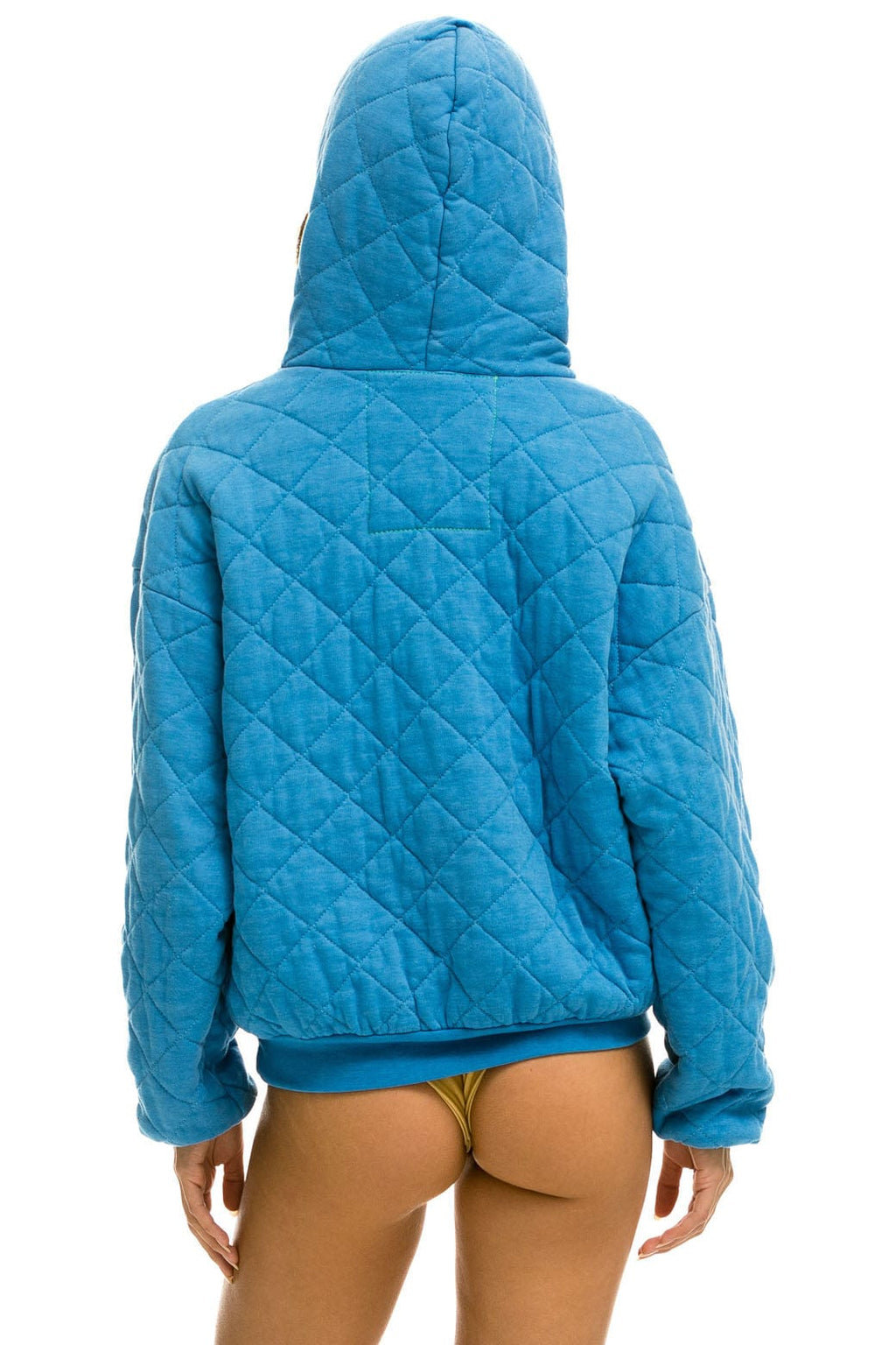 Retro QUILTED RELAXED PULLOVER HOODIE - OCEAN