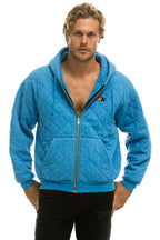 Retro QUILTED ZIP HOODIE RELAXED - OCEAN