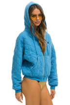 Retro QUILTED ZIP HOODIE RELAXED - OCEAN