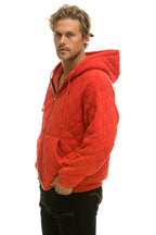 Retro QUILTED ZIP HOODIE RELAXED - RED