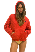 Retro QUILTED ZIP HOODIE RELAXED - RED