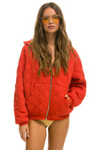 Retro QUILTED ZIP HOODIE RELAXED - RED