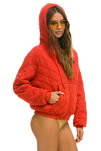Retro QUILTED ZIP HOODIE RELAXED - RED