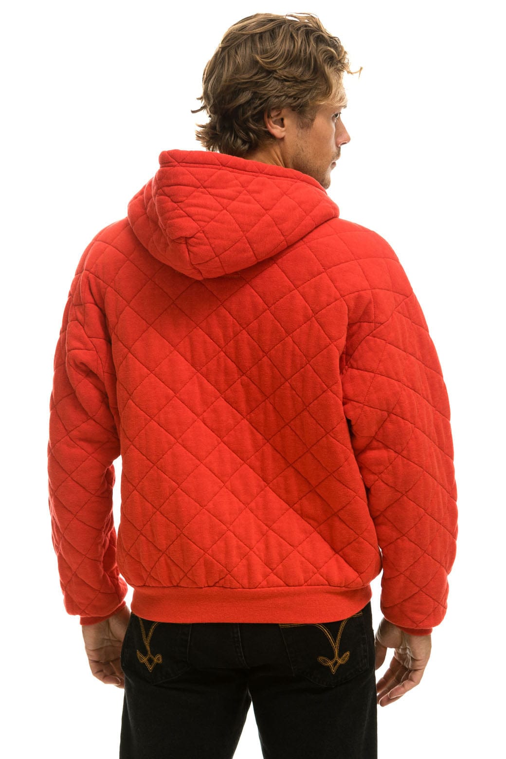 Retro QUILTED ZIP HOODIE RELAXED - RED