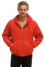 Retro QUILTED ZIP HOODIE RELAXED - RED
