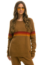 Retro RAINBOW STRIPE 4 UNISEX CASHMERE SWEATER - BUTTERSCOTCH
