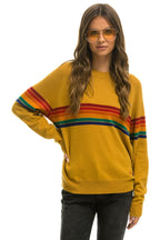 Retro RAINBOW STRIPE 6 UNISEX LIGHT CASHMERE SWEATER - HARVEST