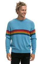 Retro RAINBOW STRIPE 6 UNISEX LIGHT CASHMERE SWEATER - OCEAN