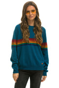 Retro RAINBOW STRIPE 6 UNISEX LIGHT CASHMERE SWEATER - PEACOCK