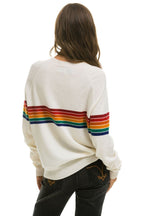 Retro RAINBOW STRIPE 6 UNISEX LIGHT CASHMERE SWEATER - SNOW