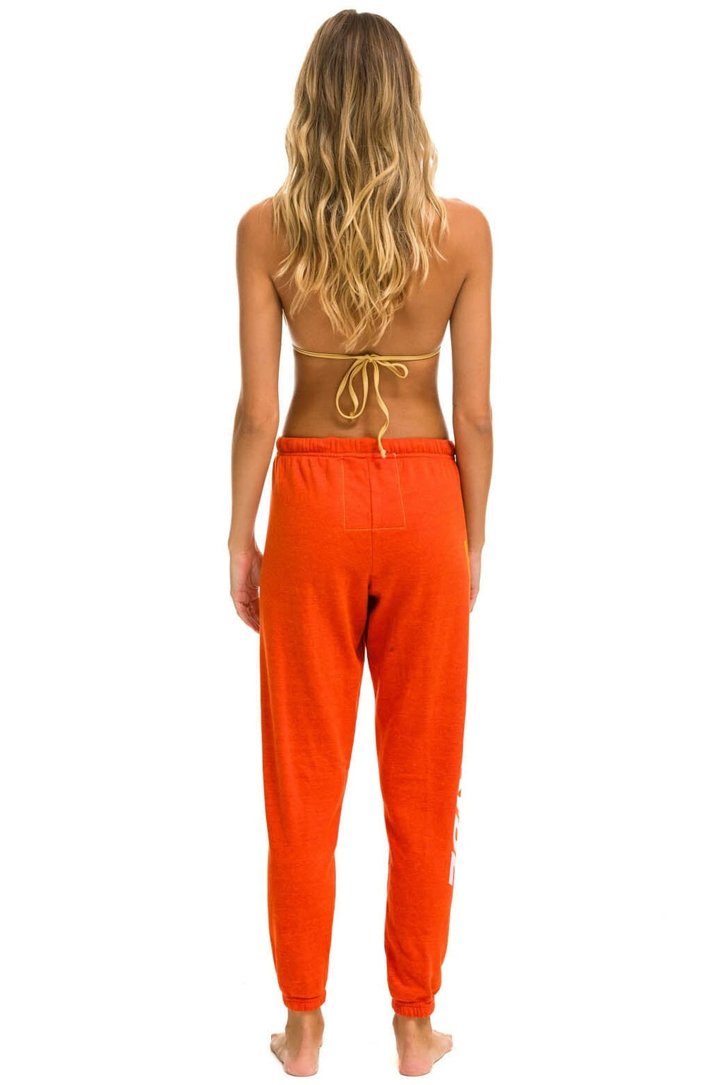 Retro RIDE LOGO WHITE SWEATPANTS - ORANGE
