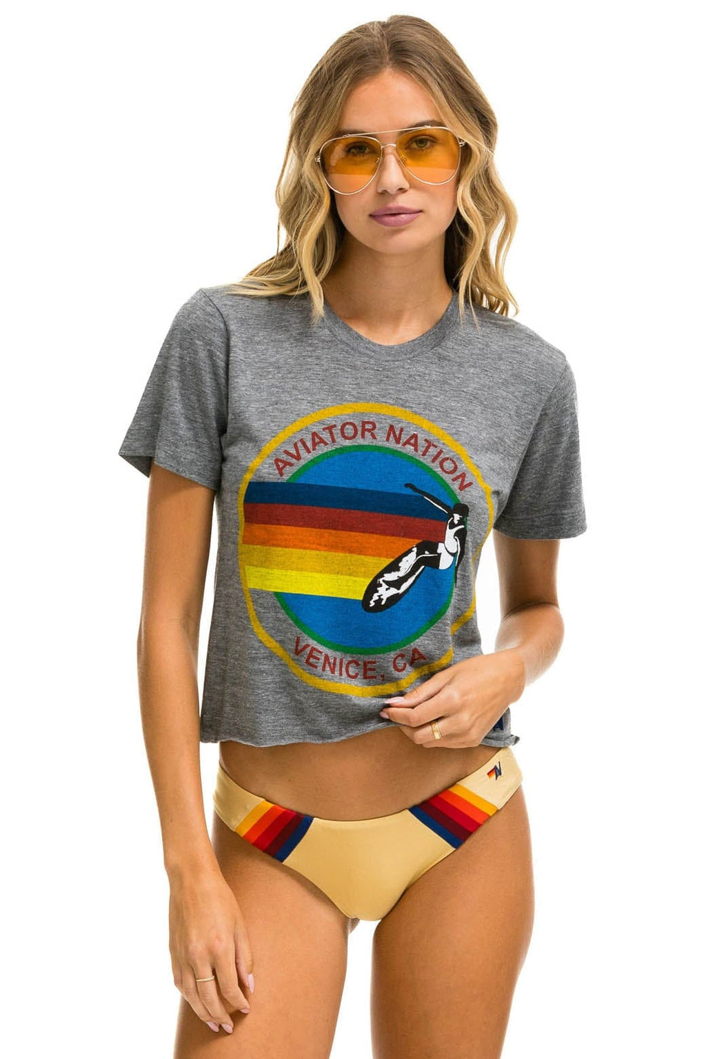 Retro SIGNATURE VENICE BOYFRIEND TEE - HEATHER GREY