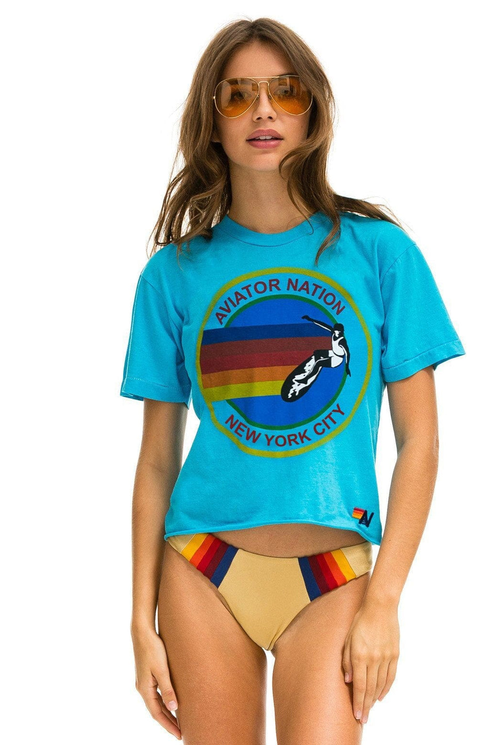 Retro SIGNATURE NEW YORK CITY BOYFRIEND TEE - NEON BLUE