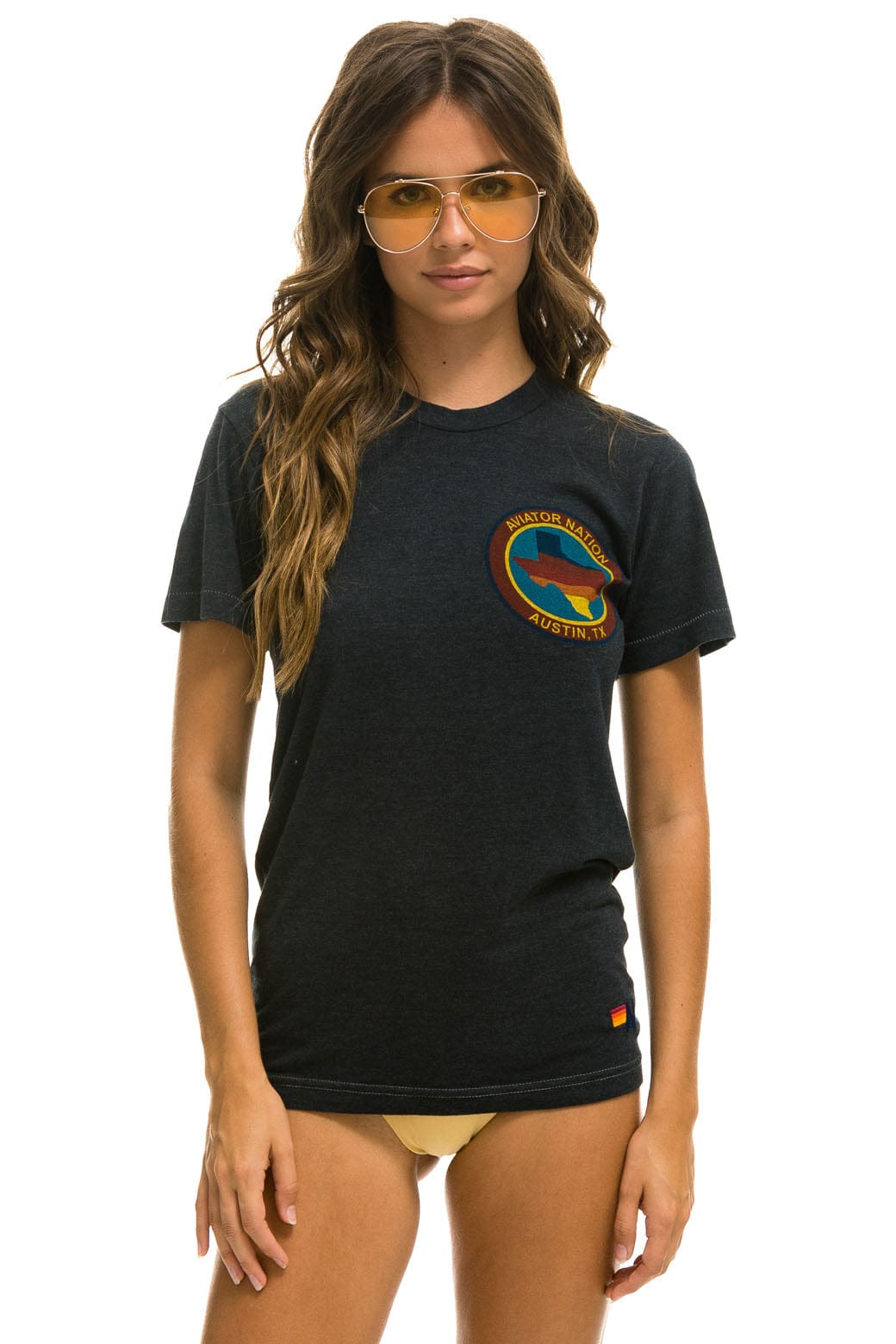 Retro SIGNATURE TEXAS SMALL LOGO TEE - CHARCOAL