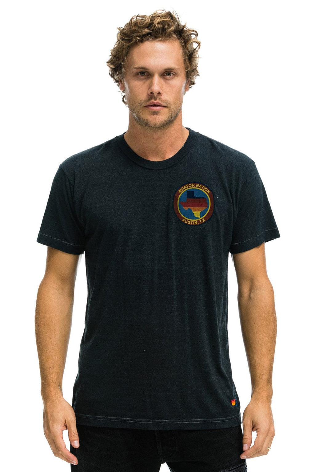 Retro SIGNATURE TEXAS SMALL LOGO TEE - CHARCOAL