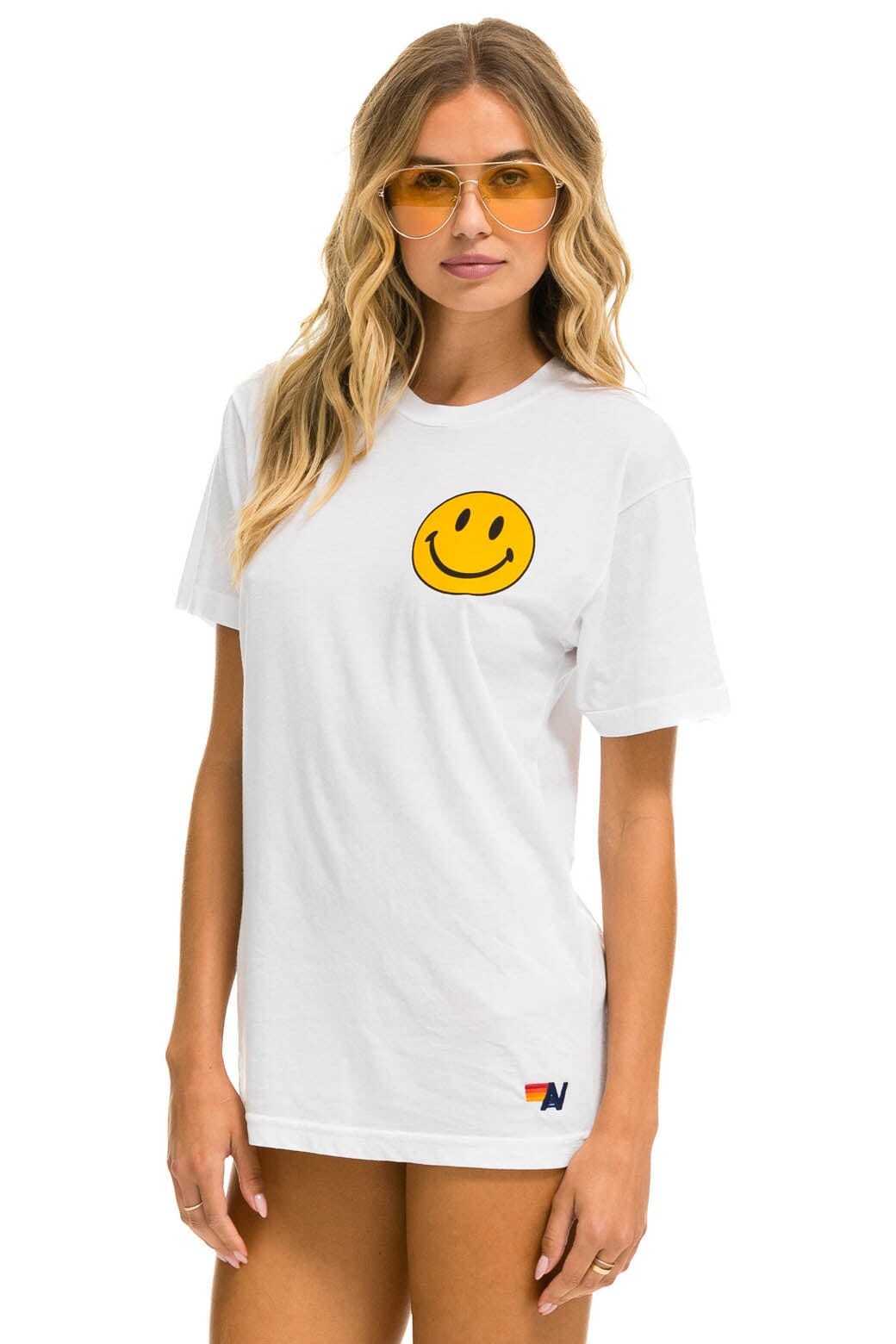 Retro SMILEY 2 CREW TEE - WHITE