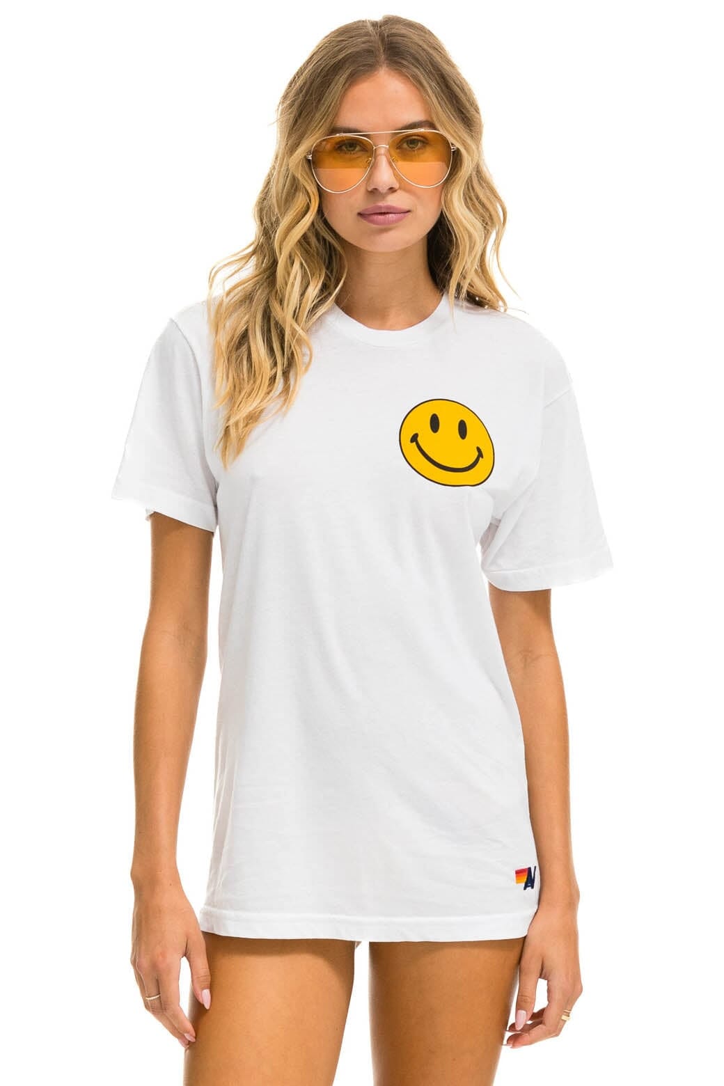 Retro SMILEY 2 CREW TEE - WHITE
