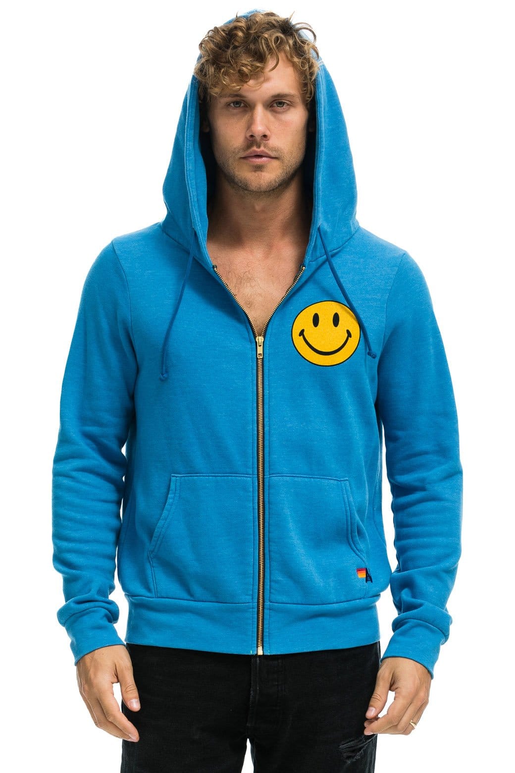 Retro SMILEY 2 HOODIE - OCEAN