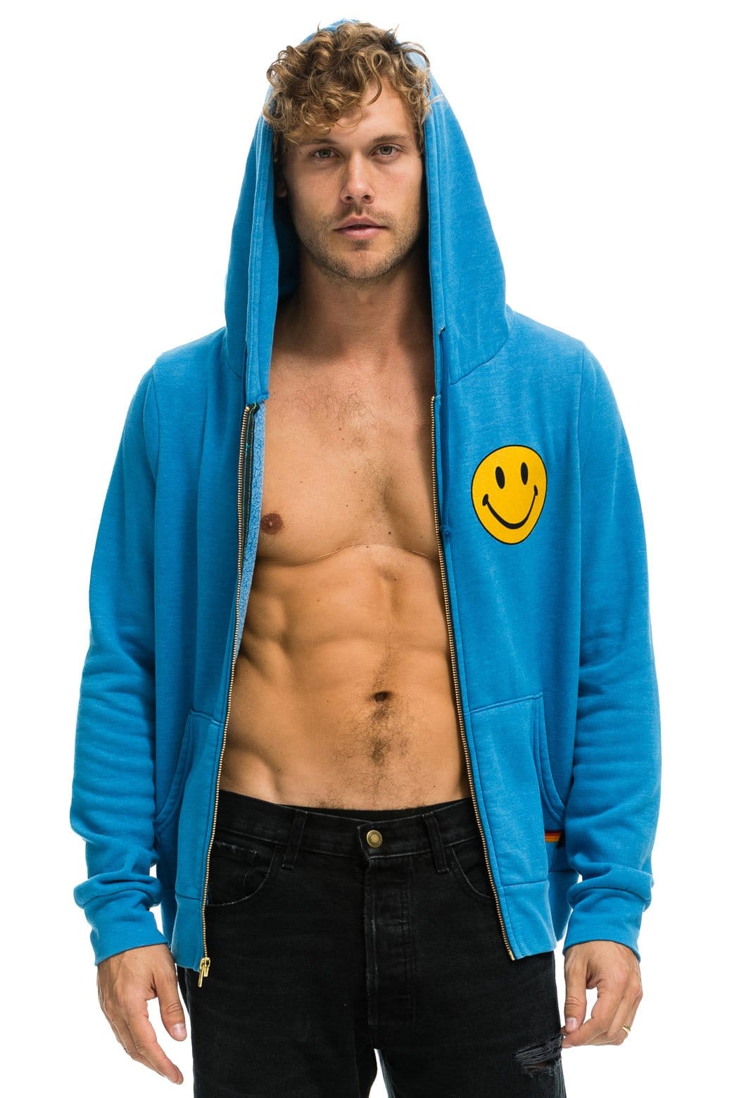 Retro SMILEY 2 HOODIE - OCEAN