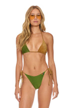 Retro SPARKLE 2 TONE TURKS TRIANGLE BIKINI TOP - ARMY MOCHA