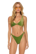 Retro SPARKLE RIVIERA KNOT CHEEKY BIKINI BOTTOMS - ARMY