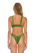 Retro SPARKLE RIVIERA KNOT FRONT TOP BIKINI TOP - ARMY