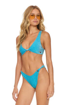 Retro SPARKLE RIVIERA KNOT FRONT TOP BIKINI TOP - SKY