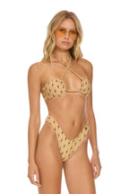 Retro SPARKLE ST TROPEZ BANDEAU HALTER BIKINI TOP - BLACK BOLT REPEAT
