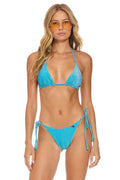 Retro SPARKLE TURKS TRIANGLE BIKINI TOP - SKY